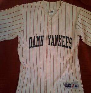 Majestic Damn Yankees Red Striped Jersey